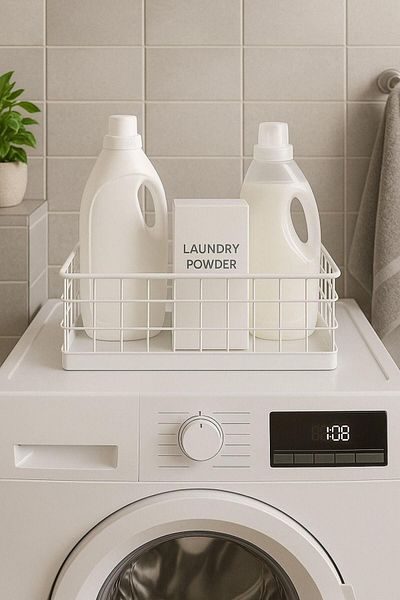 Okyanus Home Rectangular White Metal Organizer Basket Maxi 18X33 cm