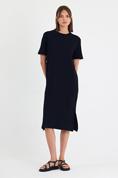 gothamvibes Women's short sleeve black dress
