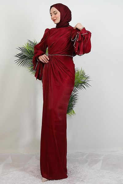 GİYZAMİLA Βραδινό φόρεμα İdil Hijab Claret Red