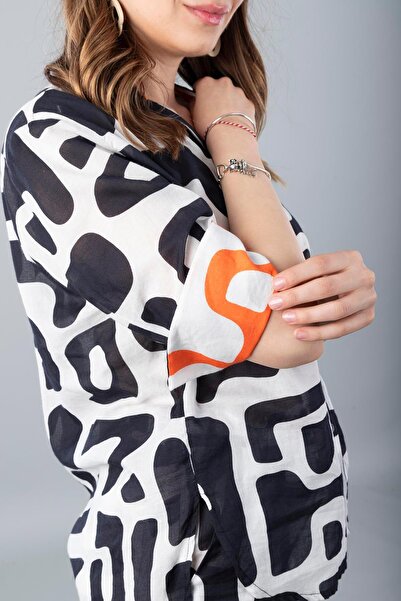 Bonitas Beachwear Voal Shorts Set Black Geometric