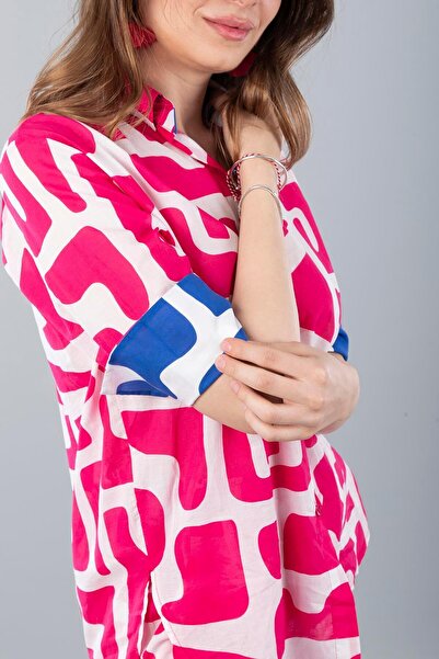 Bonitas Beachwear Voal Shorts Suit Pink Geometric