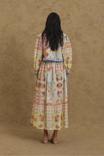 Fahhar طقم تنورة منقوشة طبيعية