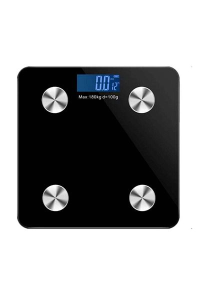 huitich 28cm English Black Smart Electronic Scale with White LCD Screen