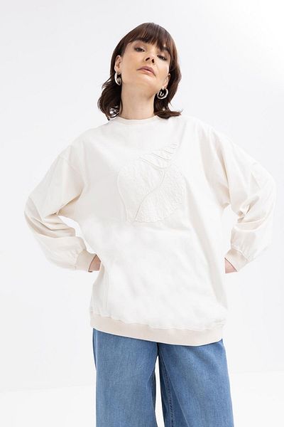 ALLDAY Stone-Front Embroidery Detailed Sweat