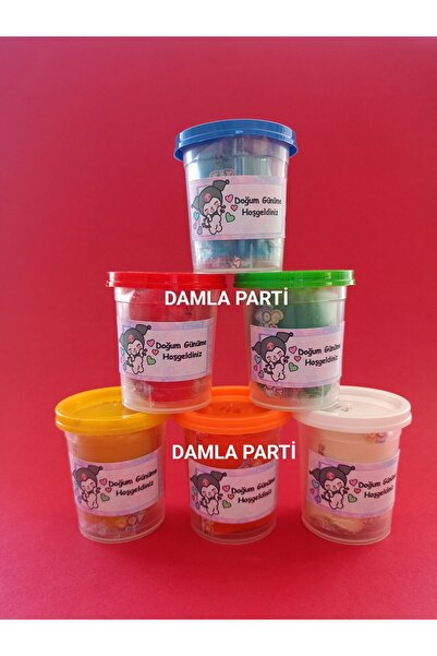 DAMLA PARTİ Kuromi Hediyelik Oyun Hamuru, 6 Adet, Kuromi Doğum Günü Parti Mal...