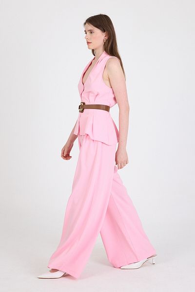 Rays Pink Vest Belted Trousers Suit 5254