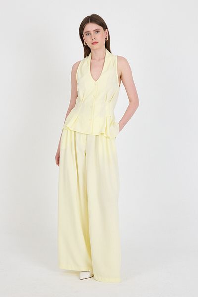 Rays Yellow Vest Belted Trousers Suit 5254