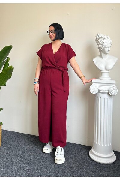 Vio Moda Büyük Beden Ayrobin Jumpsuit