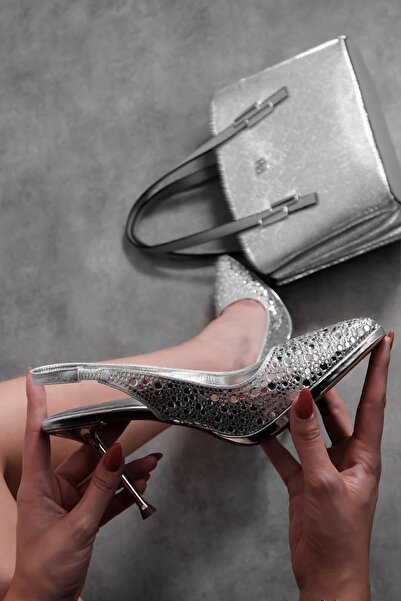 MY DERİ Mosy Rochie de seară cu vârf ascuțit pentru femei, pantofi cu toc 4065