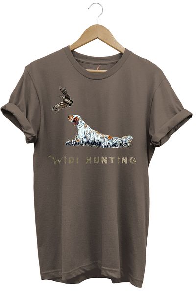 WİDİ Κυνήγι Widi Hunting Zippered English Setter Culler με στάμπα 100% βαμβακερό καφέ μπλουζάκι κανονικής εφαρμογής