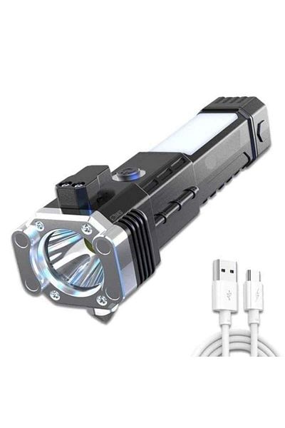 SIKS Led Flashlight, Equipped With Safety Hammer And Cutter, Moisture Resistance, Abs Material