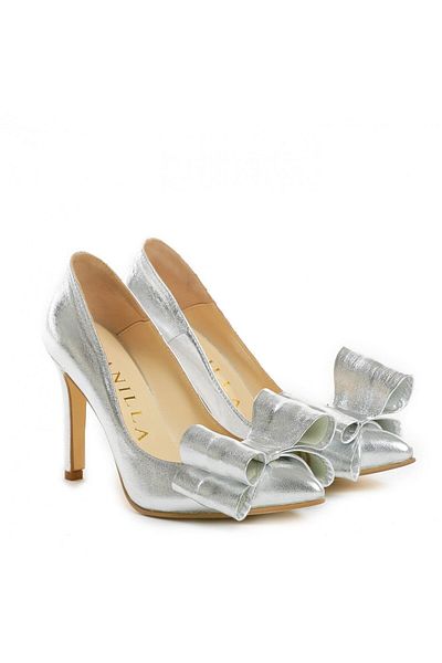 Vanilla Days Pantofi Stiletto cu toc subtire Sophie, piele naturala, argintii