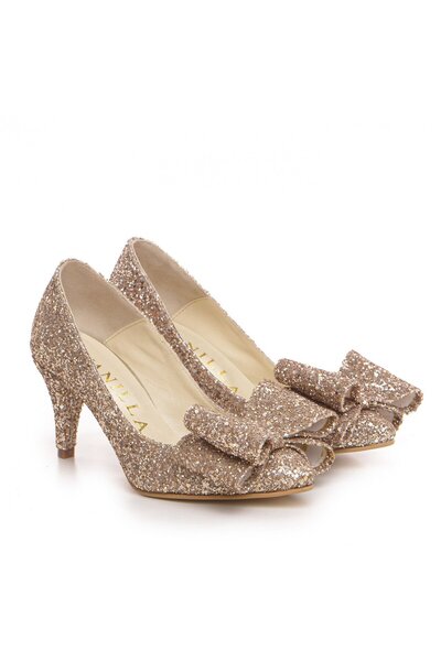 Vanilla Days Stiletto shoes with low heels, gold glitter