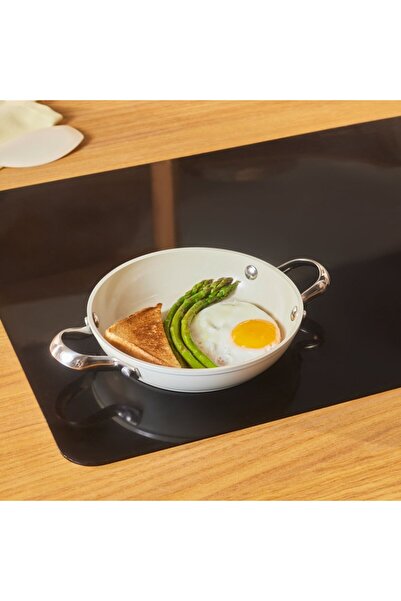 Karaca Swiss Crystal Almond Cream Handle Flache Pfanne 18 cm