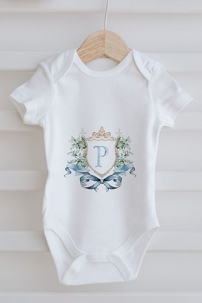 Tuğba Kuğu 3-Piece Baby Body - Blue Royal Series - Letter P