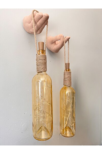 Mes Reves El Figürlü Duvar Lambası – PİLLİ LED Işıklı Dekoratif Vitray Boyalı Cam Şişe Aydınlatma | Vintage E