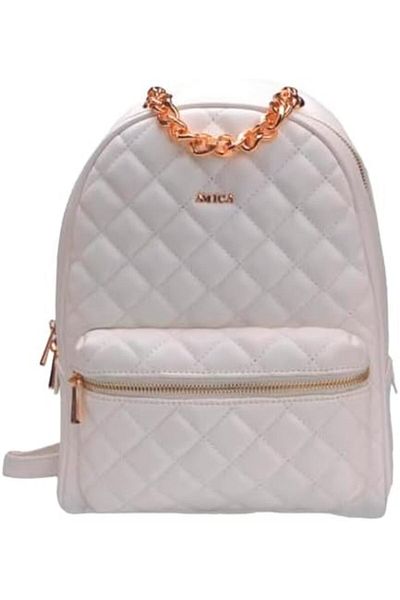 AMICA Estela Quilted Leather Women's Travel Backpack Bag With Zipper Closure And Adjustable Straps