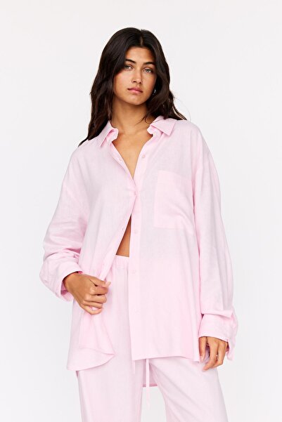 Pull & Bear Ketenli oversize gömlek