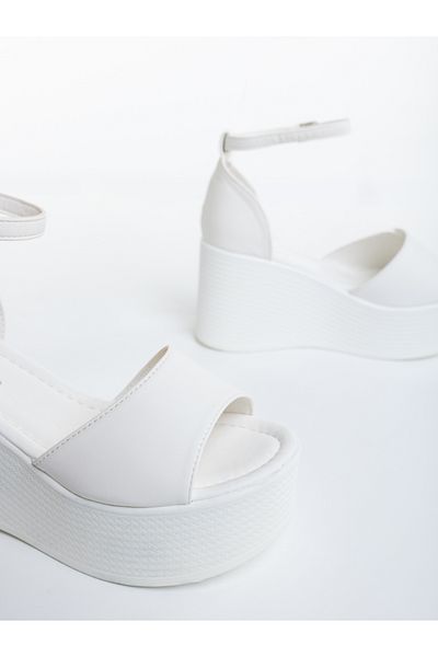Kalapod Women's white platform sandals made of eco-leather Radara
