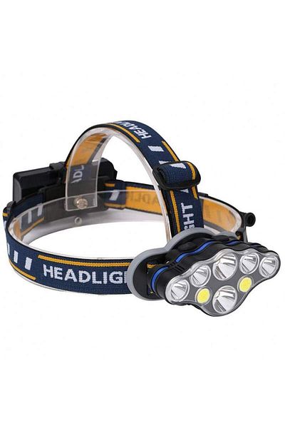 SIKS ® Rechargeable Headlamp, 6 White Brightness Levels, 1 Red Sos Flashing Mode