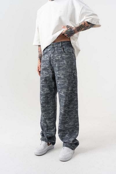 go gang own Jean Baggy παντελόνι με λεπτομέρεια Cloud Embroidery