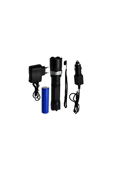 SIKS ® Swat flashlight, LED light, focus, for fishing, camping, hiking, black