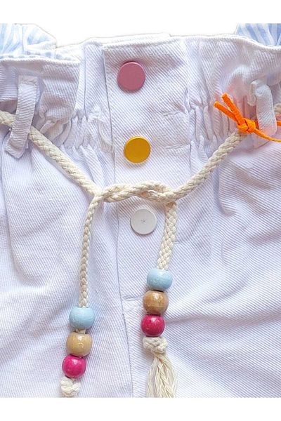 NiLi Girl's New Fashion Style Shorts with Straw Belt and Tassel