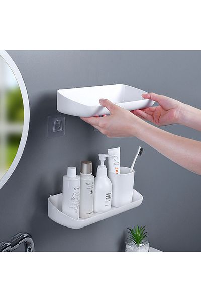Deliny Set 2 suporturi autoadezive pentru baie, 28 x 13 x 5.5 cm, alb