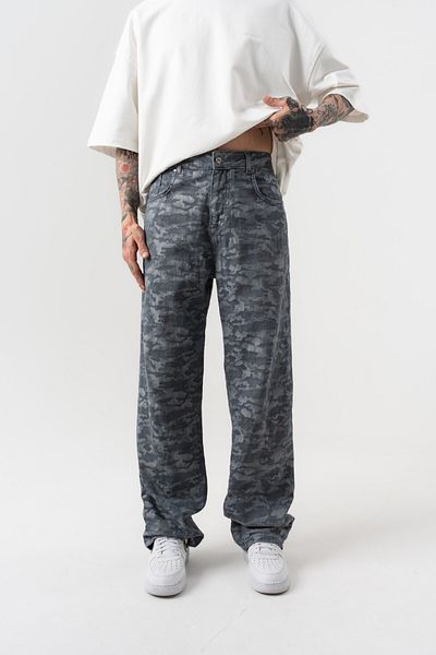go gang own Jean Baggy παντελόνι με λεπτομέρεια Cloud Embroidery