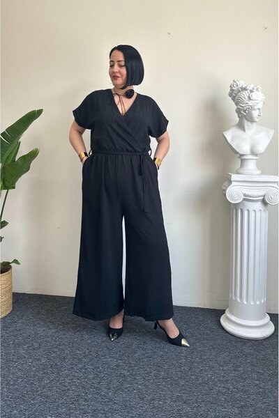 Vio Moda Büyük Beden Ayrobin Jumpsuit