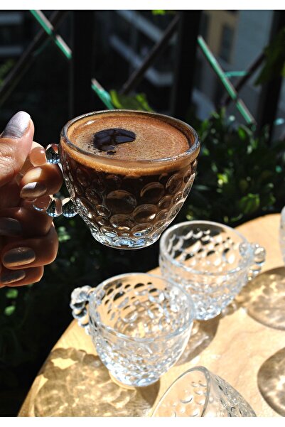Qualitev Set of 6 Glass Beaded Coffee Cups Turkish Coffee Cups Espresso Beaded Cups