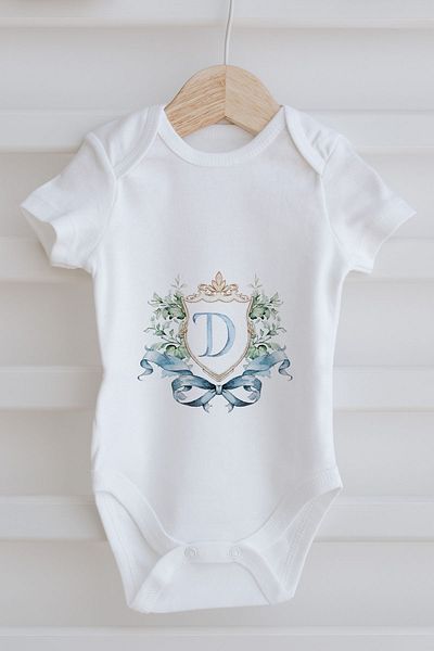 Tuğba Kuğu 3-Piece Baby Body - Blue Royal Series - Letter D