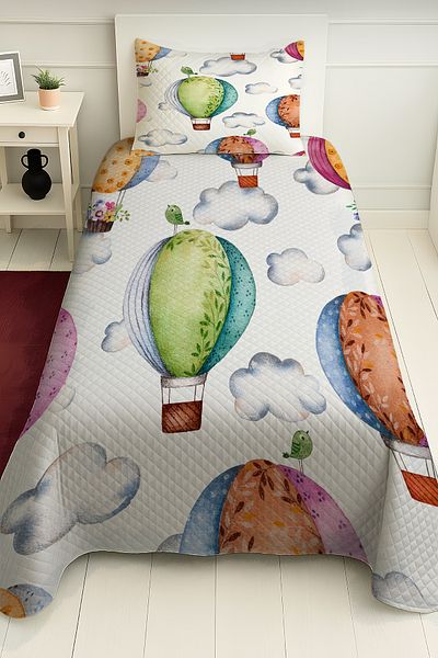 PRINTOPIA Colorful Balloons in the Air Patterned Single Pique Set