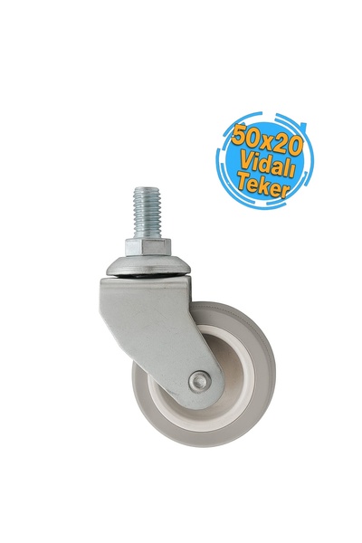 Emes 50x20 Gri Vidalı Dönerli Tekerlek