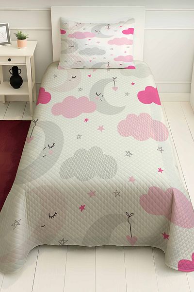 PRINTOPIA Colorful Clouds Moon Crescent Patterned Girl's Single Pique Set