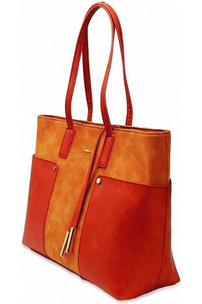 AMICA Alma Suede Textured Leather Brown Tan Tote Bag for Women Carry All Essentials, one size