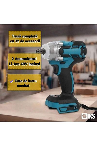 SIKS 2 in 1 Impact Driver Kit with Battery, Square and Bit, Complete Kit with 32 Accessories