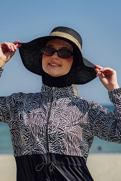 Remsa Mayo Linen Ribbon Detailed Straw Hat Black Rş-106