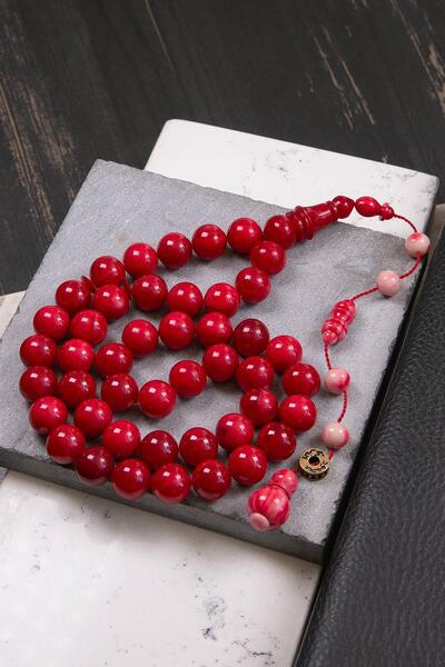 TESBİHKENTİ صناعة مميزة باللون الأحمر الداكن 45 حبة من الموديل العربي للتسبيح