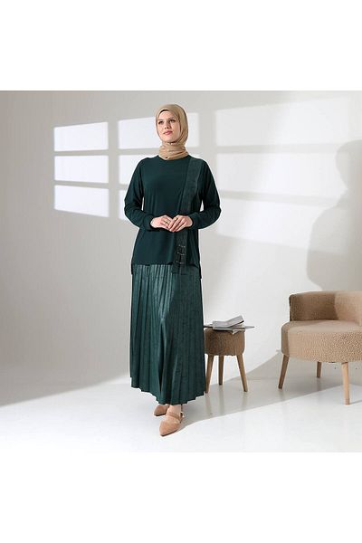 clemence Knitted Crepe Fabric Skirt Suit