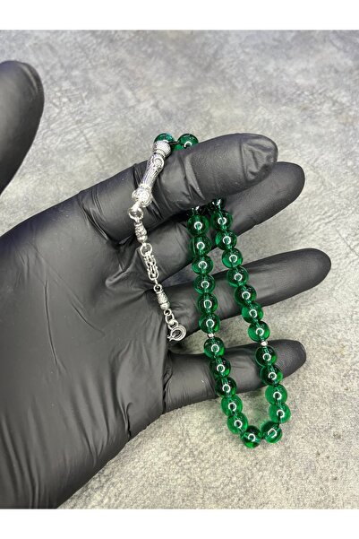 Mos Tespih Yeşil Cam Boncuk Doğaltaş Tesbih