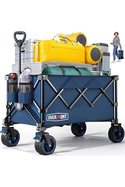 OVERMONT 150 kg Taşıma Kapasiteli Katlanabilir El Arabası, Geniş Dolap, Kamp ...