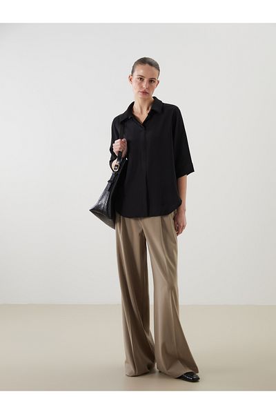 LC Waikiki Γυναικεία μπλούζα με γιακά πουκάμισο Oversize
