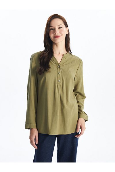 LC Waikiki Loose Collar Plain Long Sleeve Women's Blouse