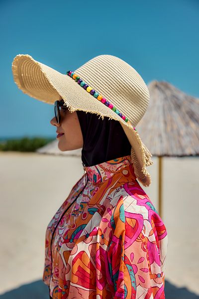 Remsa Mayo Colorful Bead Detailed Straw Beach Hat Rş-2087 Beige