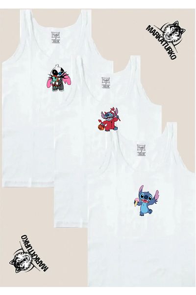 MarkaTurko Sti̇tch Character Special Design Printed Passion Boy's T-Shirt 3 Pack