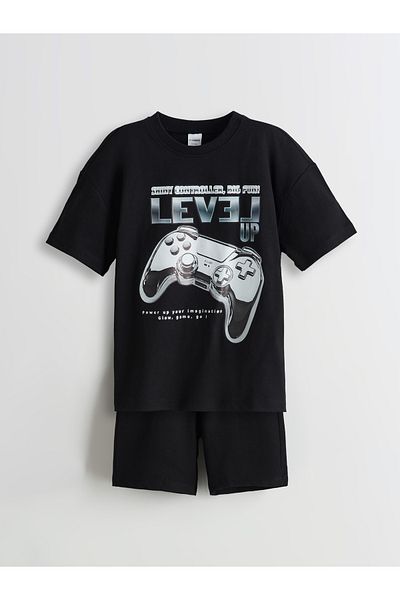 LC Waikiki Crew Neck Printed Boys' T-Shirts and Shorts 2-Piece
