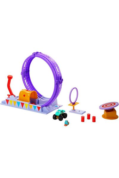mattel Disney Cars On The Road Playset, Showtime Loop with Ivy Monster Truck, Launcher and Moving Target