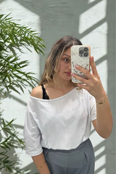 COOL TARZ Women's Off Shoulder Boat Neck Oversize T-Shirt