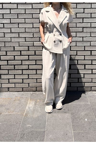 Markamoni 6980-6972 Linen Vest Suit